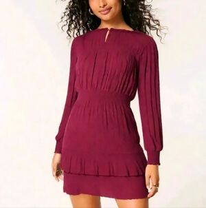 Elegant Burgundy Long Sleeve Dress